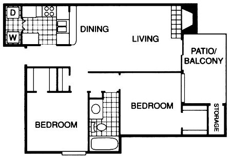 Two Bed / Two Bath 1024P floor plan